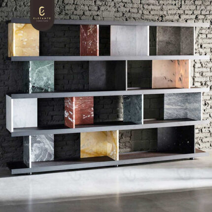Italian Minimalist Marble Bookcase Partition Display Shelf Postmodern Study Bookcase