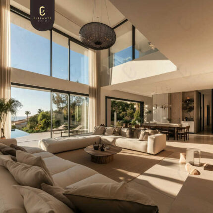Professional Modern Luxury High End Interior Design Services For Premium Minimalist Villa Home Living Room 3Dmax Rendering