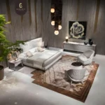 Modern King Size Bed Frame with Luxurious Upholstery