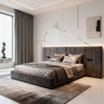 FD-C08 Elegante Luxury Fabric Double Bed With Panel Headboard