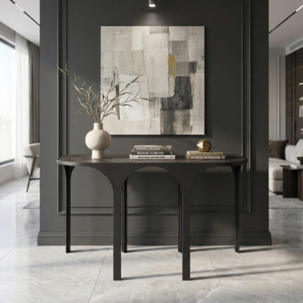 FD-XG02 Luxruy Architectural Statement Glass Console Table With Stainless Steel