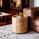 FD-CYG01 Round Solid Wooden Nightstand