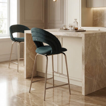 VIS-BY15 Modern Upholstered Bar Stool with Metal Frame